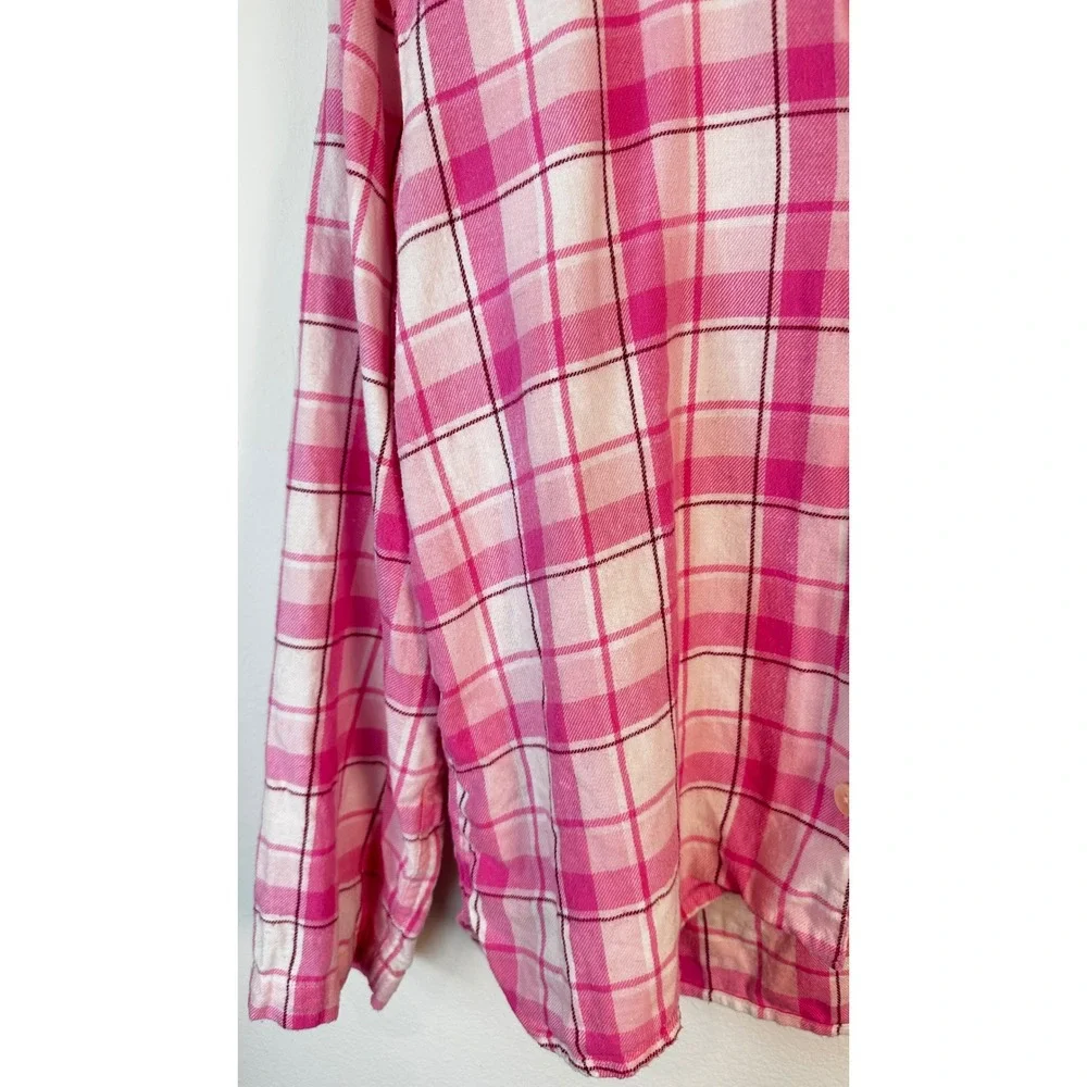 J.Crew Pink Plaid Flannel Ruffle Pajama Set Coquette Preppy M 2PC Size Medium